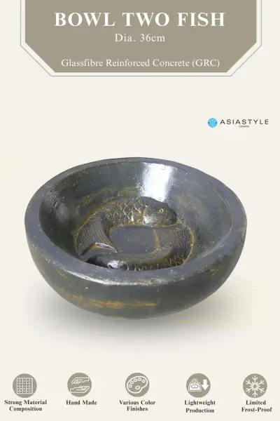 Product image of the product “Bowl 2 fish, 36cm Ø | GRC (Glassfibre Reinforced Concrete), Copper Finish ”