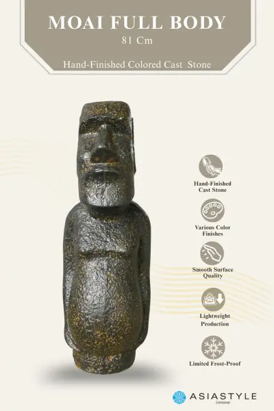 Product image of the product “Moai full body, 81cm Height | GRC (Glassfibre Reinforced Concrete), Copper Finish ”