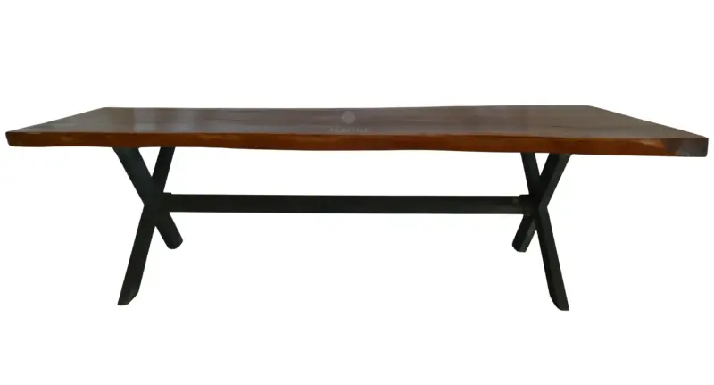 Product image of the product “Suar Wood Table with X-Style Metal Legs – 1121-011# ”