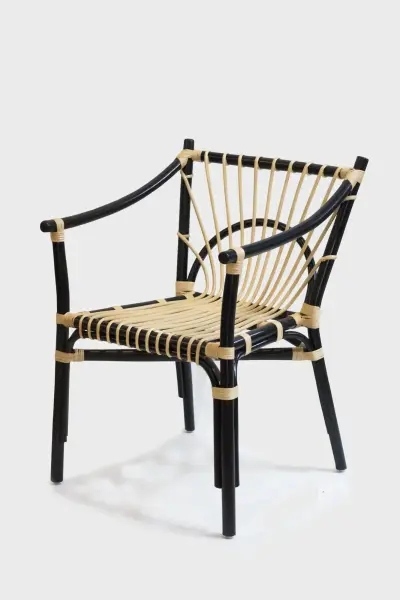 Product image of the product “Kasiruta armchair made of rattan about 80cm height. Black Color. ”