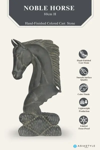 Product image of the product “Noble Horse, 80 cm Height, Cast Stone, Antique Finish ”