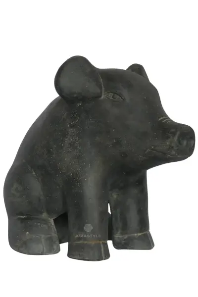 Product image of the product “Sitting pig, cast stone, in the sizes from 20cm to 40cm, Antique finish ”