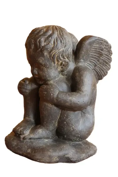 Product image 2 of the product “Angel sitting, cast stone, 37cm height, antique finish ”