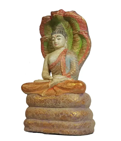 Product image of the product “Sitting Buddha with snake, 26 cm, handpainted ”