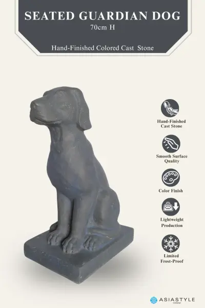 Product image of the product “Seated Guardian Dog, 70 cm Height, Cast Stone, Bronze Colour ”
