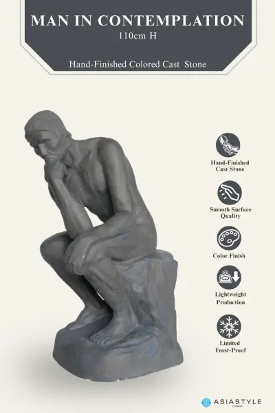 Product image of the product “Man in Contemplation, 110 cm Height, Cast Stone, Bronze Colour ”