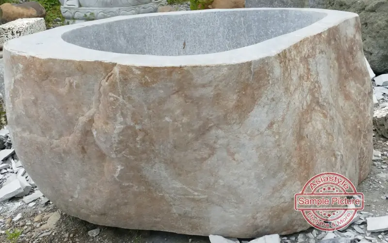 Product image of the product “Riverstone basin, natural surface, polished inside. Dia approx 131-140cm Height 71-80cm ”