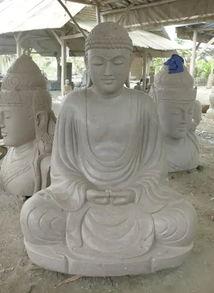 Product image of the product “Seated Japanese Buddha made of Riverstone in Dhyana position - gesture of meditation, H. 150cm ”