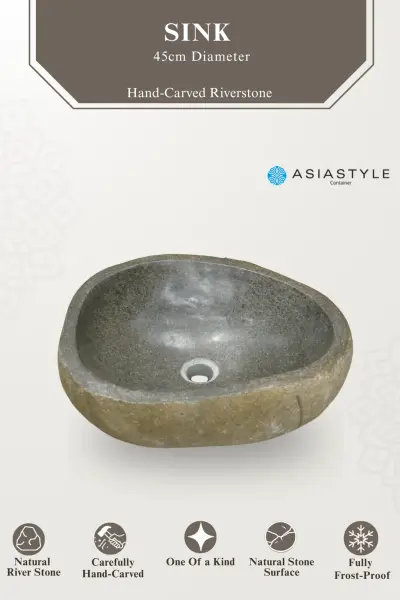 Product image of the product “Sink / washtafel of riverstone in a open carton about 45cm diameter 45 cm”