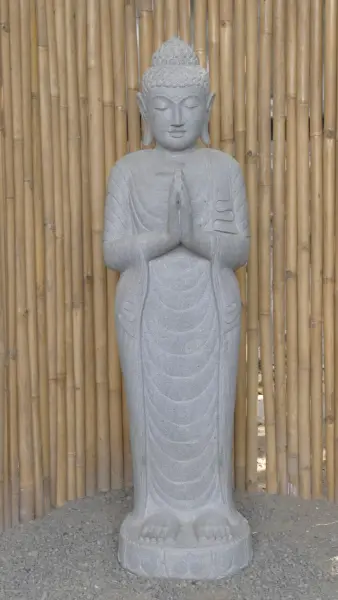 Product image of the product “Standing Buddha made of Riverstone, position Namaskara , H. 150cm. ”