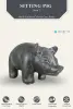  Product image 3 of the product “Sitting pig, 28 cm Length | Cast stone, handcrafted & coloured ”