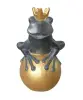  Product image 3 of the product “Frog Prince sitting on ball, approx. 50cm height, cast stone, hollow, handcrafted & coloured ”