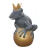  Product image 3 of the product “Frog Prince sitting on ball, approx. 66cm height, cast stone, hollow, handcrafted & coloured ”