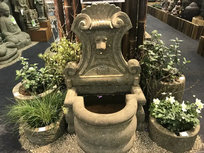Product image 3 of the product “Wall fountain model „Venice“, 140cm height, natural stone (Basanite), stonemasonry, without pump, pipes, drilling ”