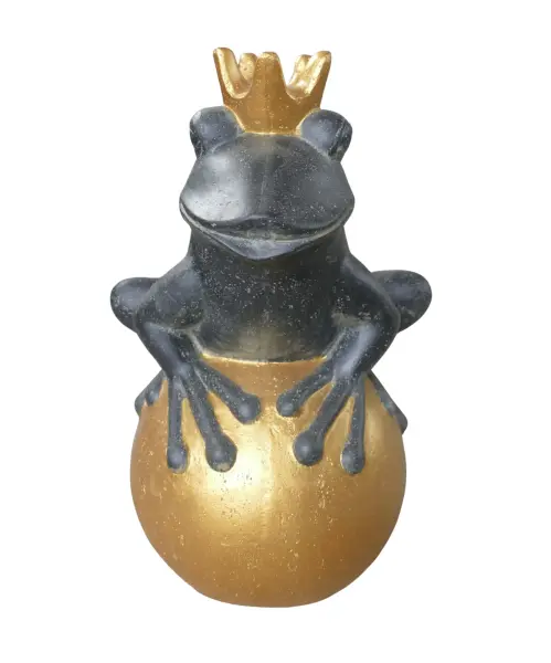Product image 3 of the product “Frog Prince sitting on ball, approx. 50cm height, cast stone, hollow, handcrafted & coloured ”