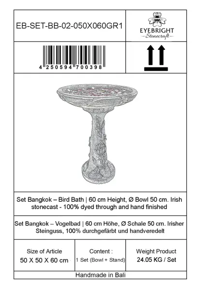 Product image 4 of the product “Set Bangkok – Bird Bath | 60 cm Height, Ø Bowl 50 cm | Casted Stone ”