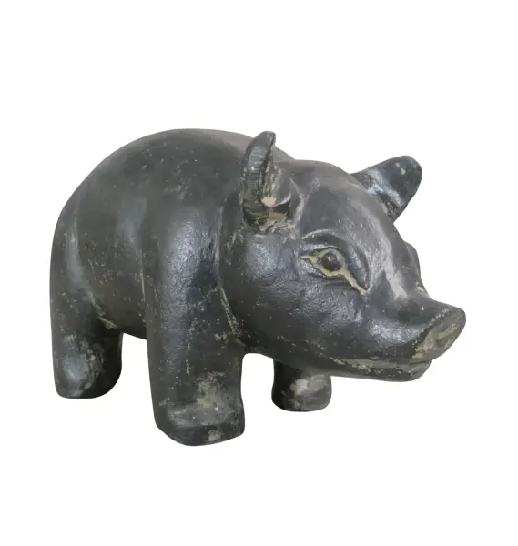 Product image 4 of the product “Sitting pig, 28 cm Length | Cast stone, handcrafted & coloured ”