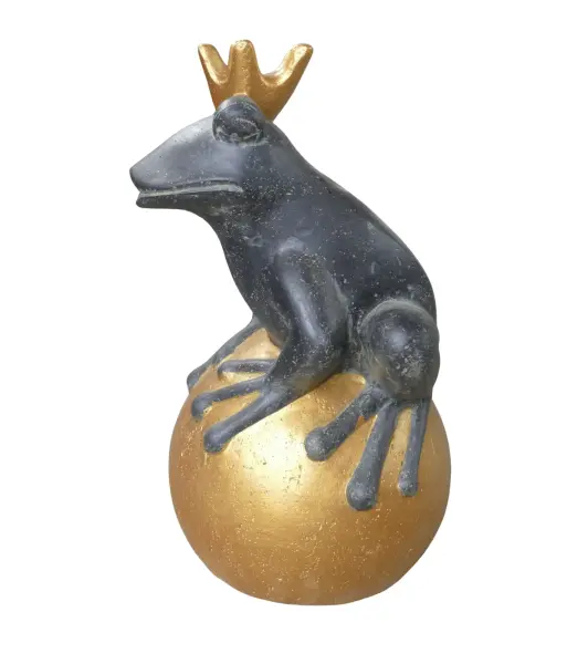 Product image 4 of the product “Frog Prince sitting on ball, approx. 50cm height, cast stone, hollow, handcrafted & coloured ”