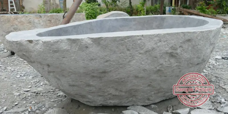 Product image 4 of the product “Riverstone basin, natural surface, polished inside. Dia approx 131-140cm Height 71-80cm ”