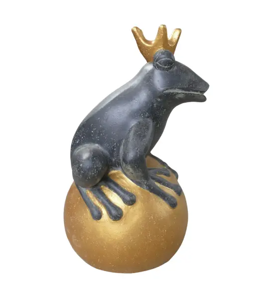 Product image 5 of the product “Frog Prince sitting on ball, approx. 50cm height, cast stone, hollow, handcrafted & coloured ”