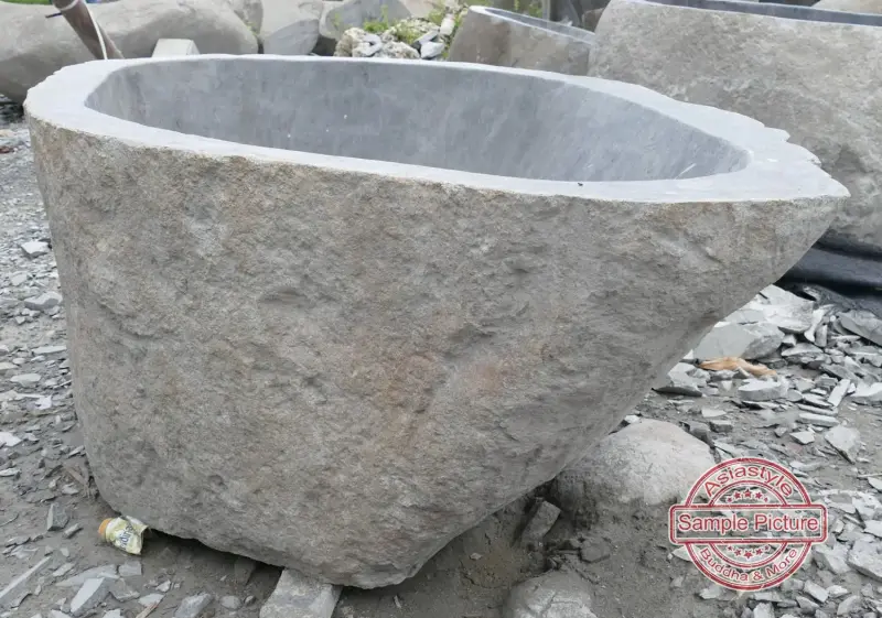 Product image 5 of the product “Riverstone basin, natural surface, polished inside. Dia approx 131-140cm Height 71-80cm ”