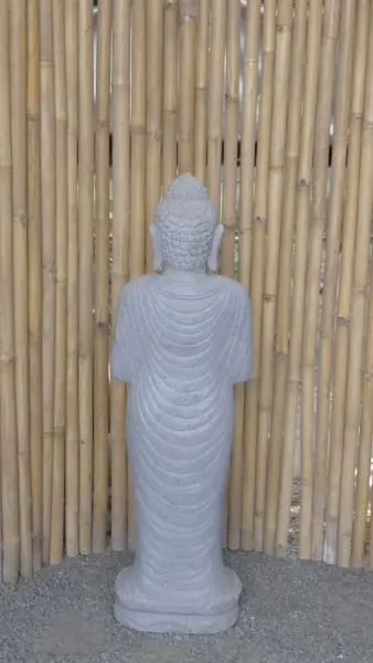 Product image 5 of the product “Standing Buddha made of Riverstone in Dharmachakra position - gesture of wheel of the teaching of Dharma. About 122cm height. ”