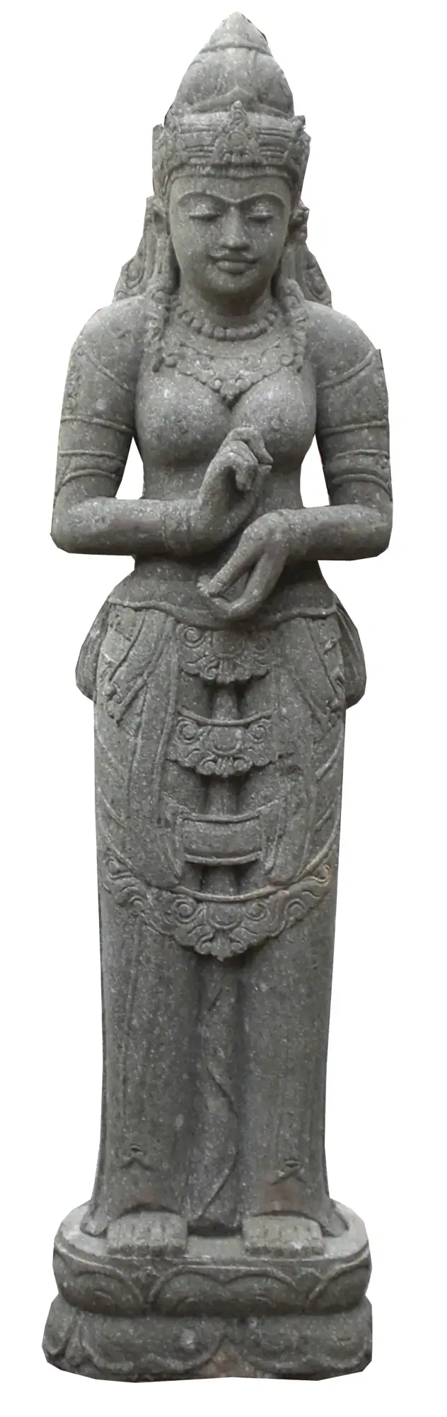  Product image 1 of the product “Standing Lady (Sri Dewi), Dharmachakra position, in the sizes from 80cm to 200cm, Natural finish ”