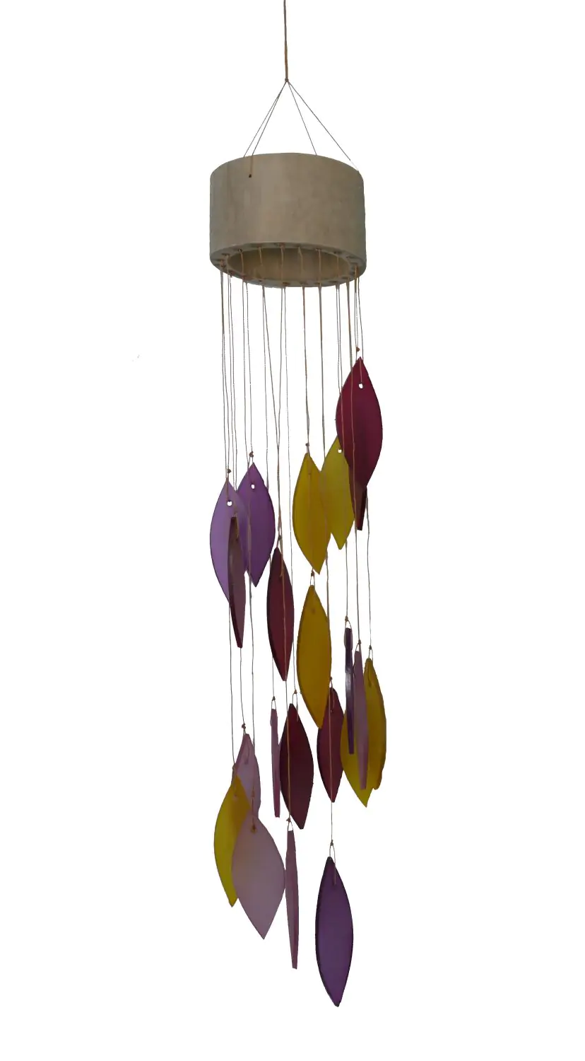  Product image 1 of the product “windchime spiral, hanger bamboo tube, glass shape leaves, diameter bamboo, Red ”