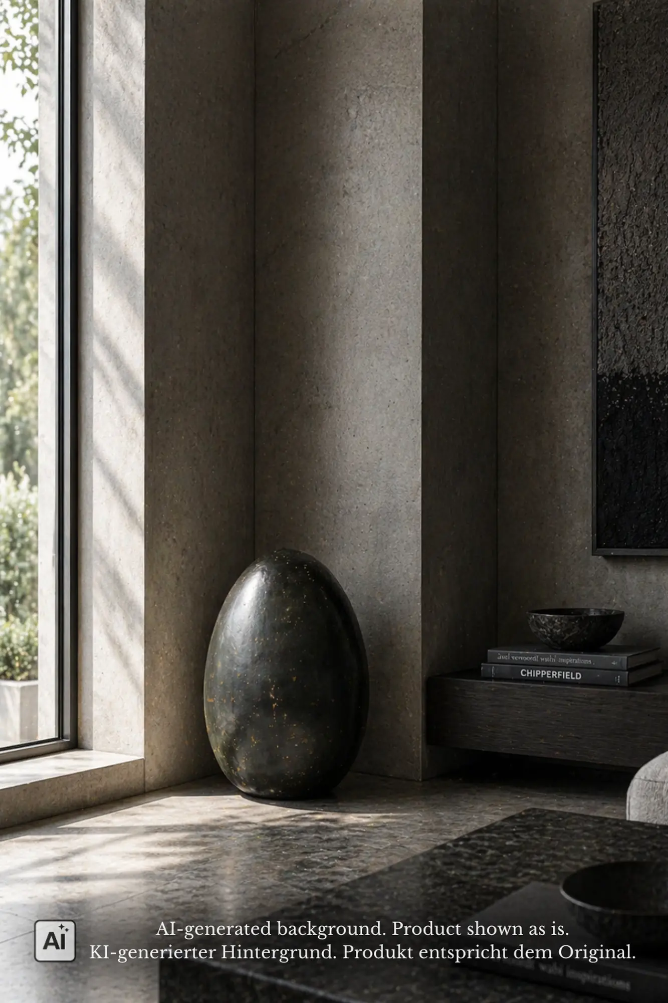  Product image 1 of the product “Egg, 50cm Height | GRC (Glassfibre Reinforced Concrete), Copper Finish ”