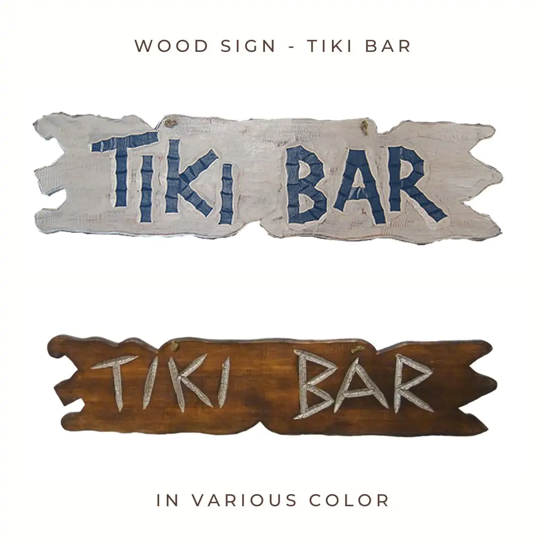  Product image 1 of the product “Wood Sign - Retro ''Tiki Bar'' , Available in White and Brown color ”