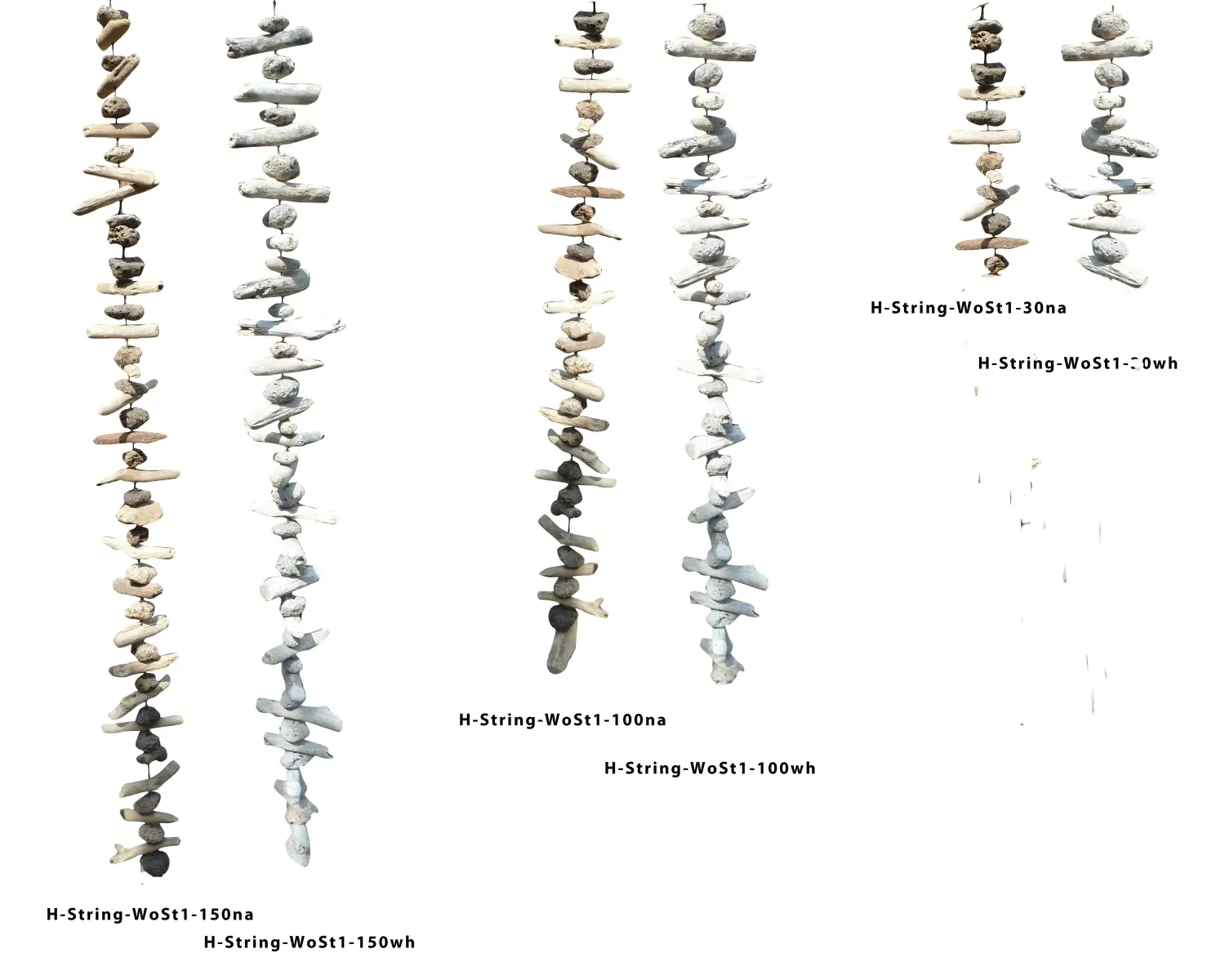  Product image 1 of the product “Decorative hanger - driftwood and stone. In the sizes from 30 to 150cm. Available in Natural and White Glazed. ”