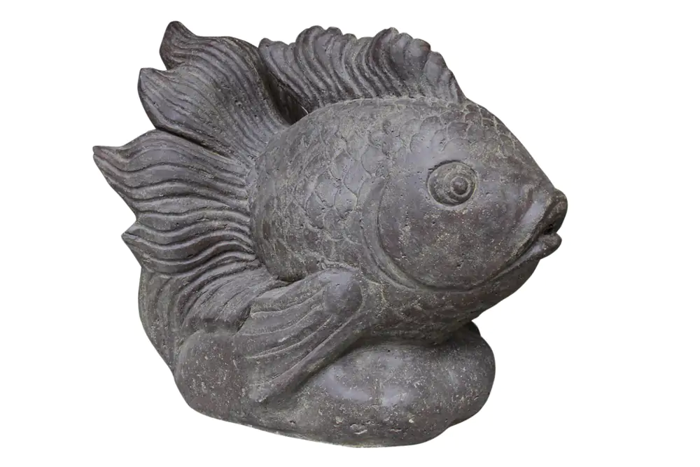  Product image 1 of the product “Fish on base as water feature, 65 cm L | Cast stone, handcrafted & coloured ”