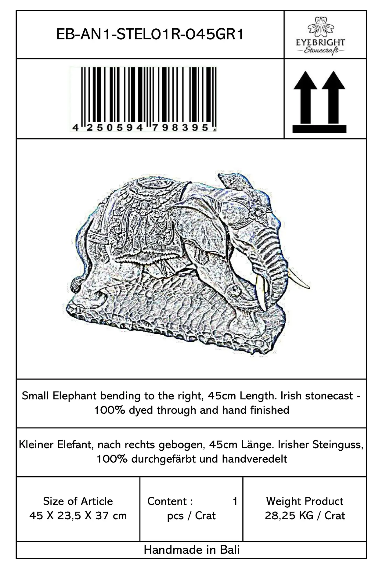  Product image 10 of the product “Nandi - Small Elephant bending to the right, 45cm L | cast stone ”