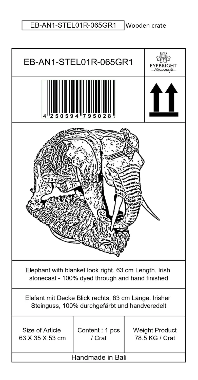  Product image 10 of the product “Avan - Elephant with blanket, looking to the right. 63 cm L | cast stone ”