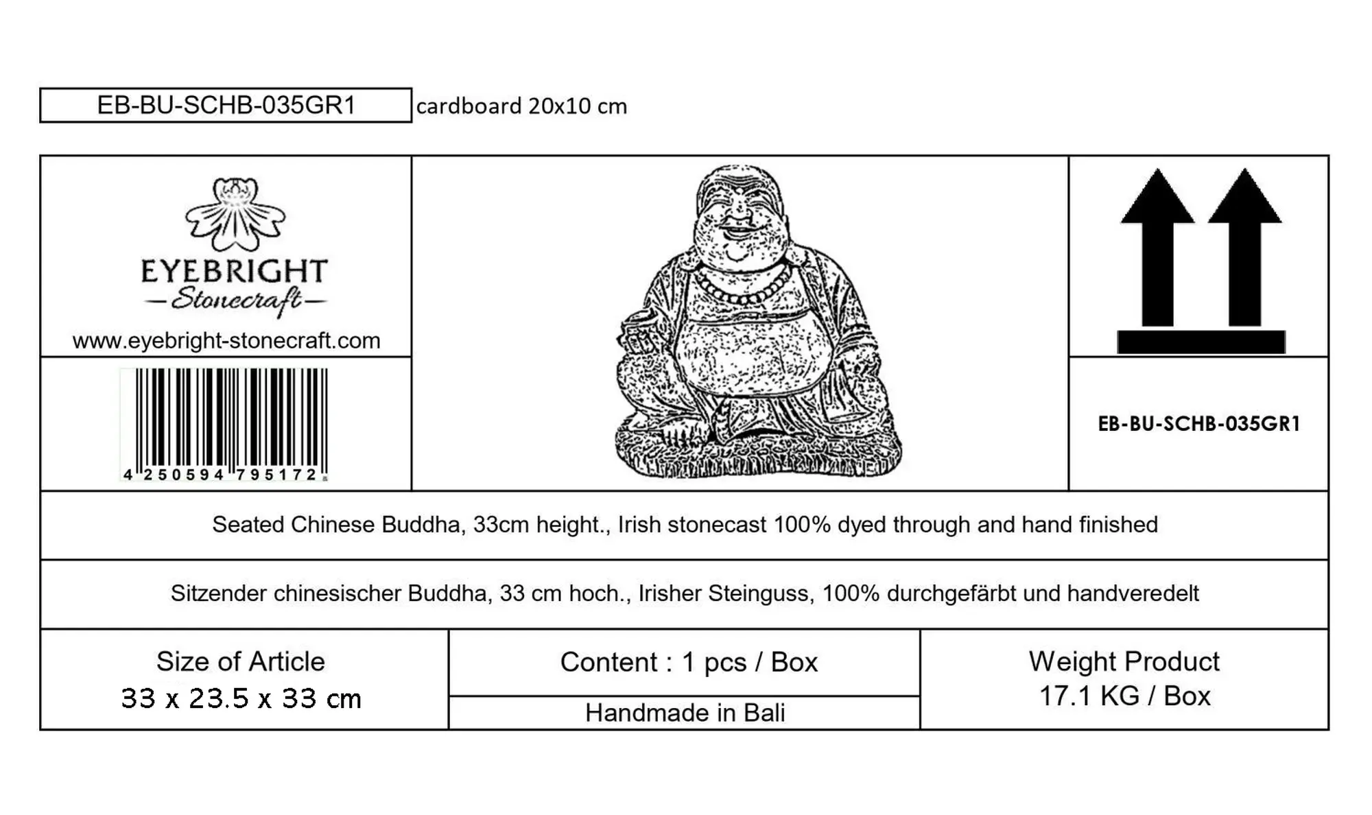  Product image 10 of the product “Quan - Seated Chinese Buddha, 33cm H | cast stone ”