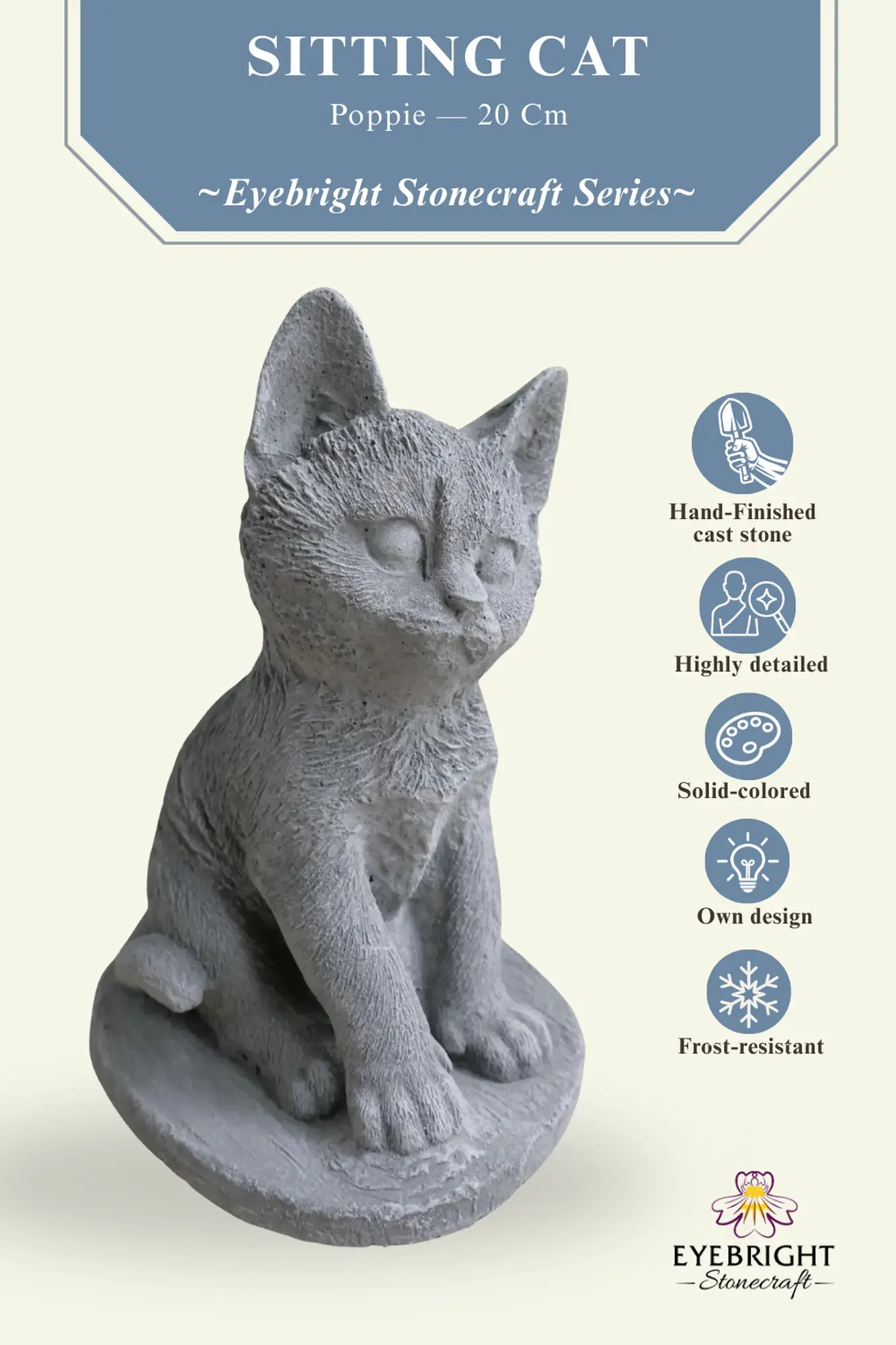  Product image 2 of the product “Poppie - Cat, 20 cm H | cast stone ”