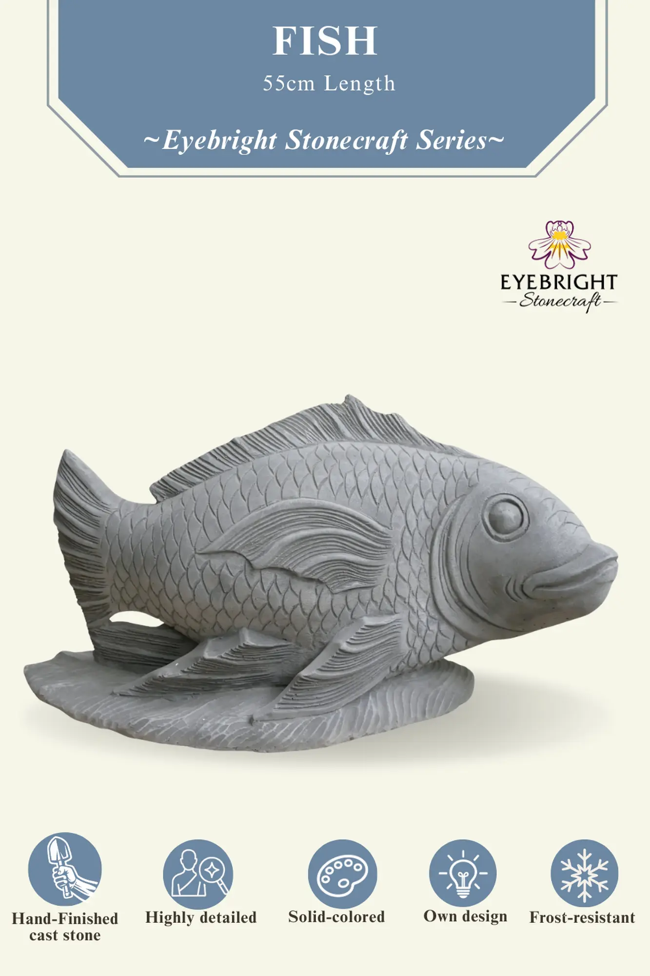  Product image 2 of the product “Fish, 55cm L | cast stone ”