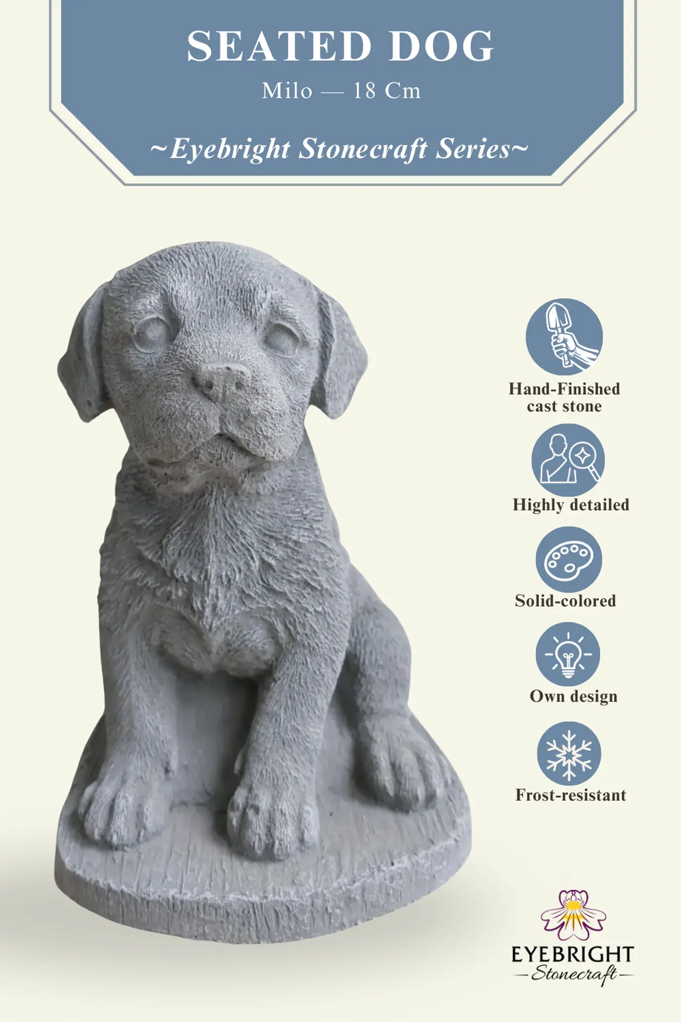  Product image 2 of the product “Milo - Seated Dog, 18cm H | cast stone ”