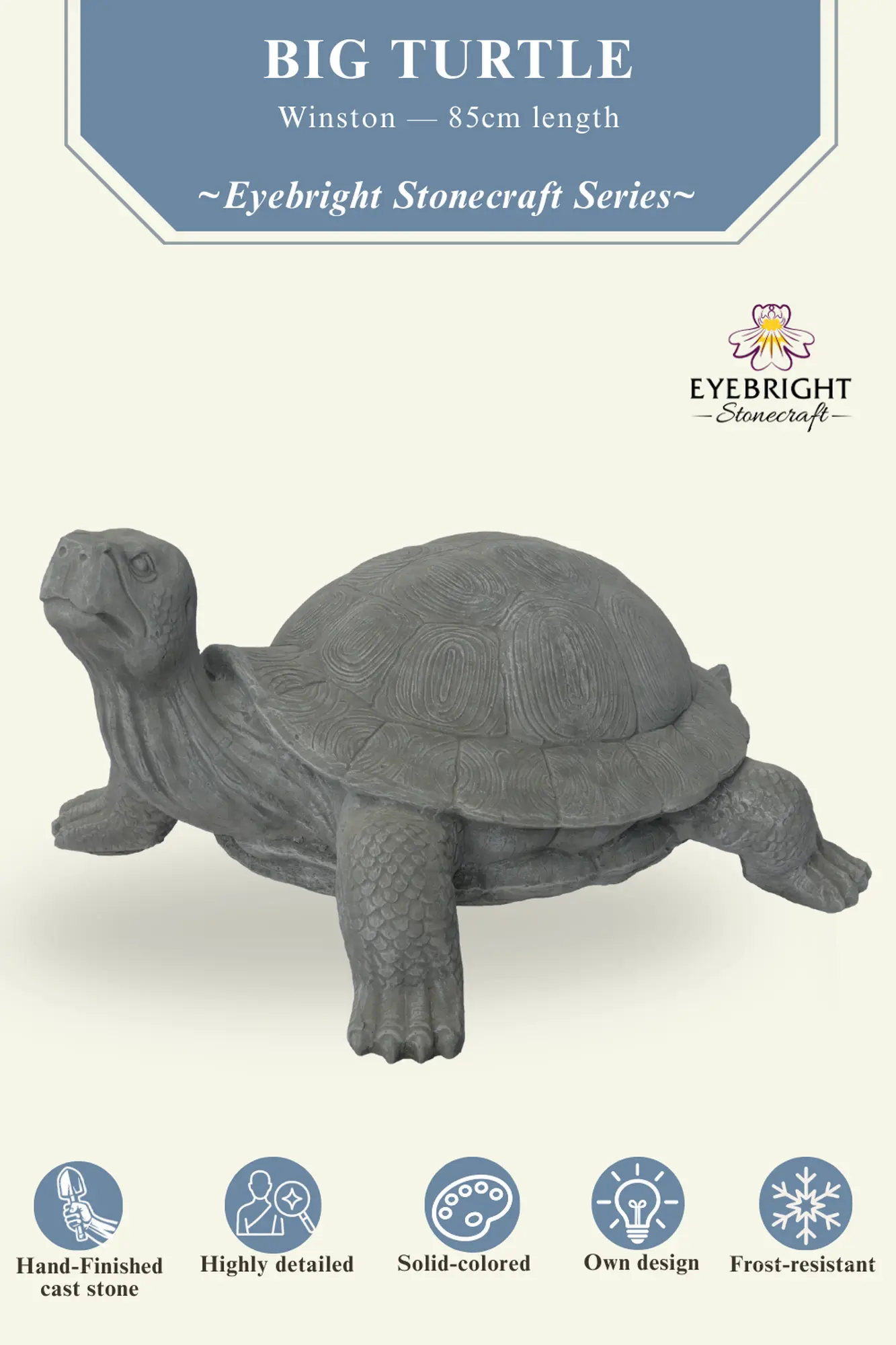  Product image 2 of the product “Winston - Big Turtle, 85 cm Length | cast stone ”