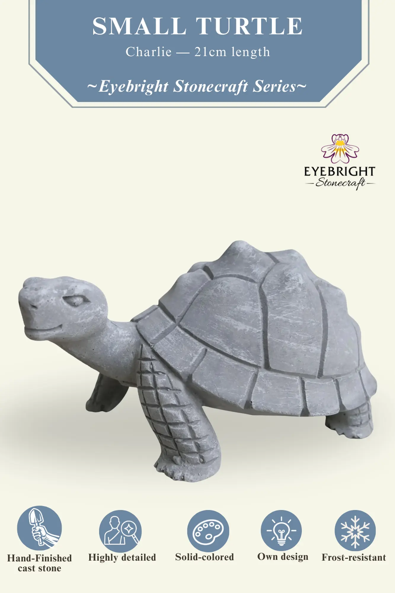  Product image 2 of the product “Charlie - Small Turtle, 21cm Length | cast stone ”