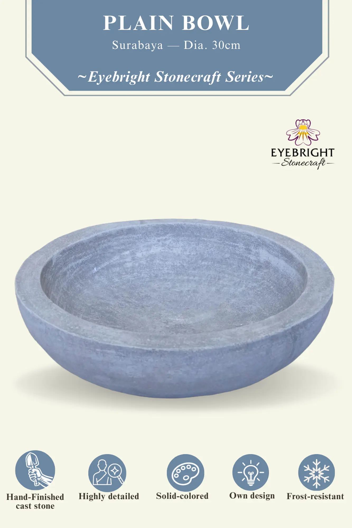  Product image 2 of the product “Surabaya - Bowl, plain, Ø 30 cm | cast stone ”