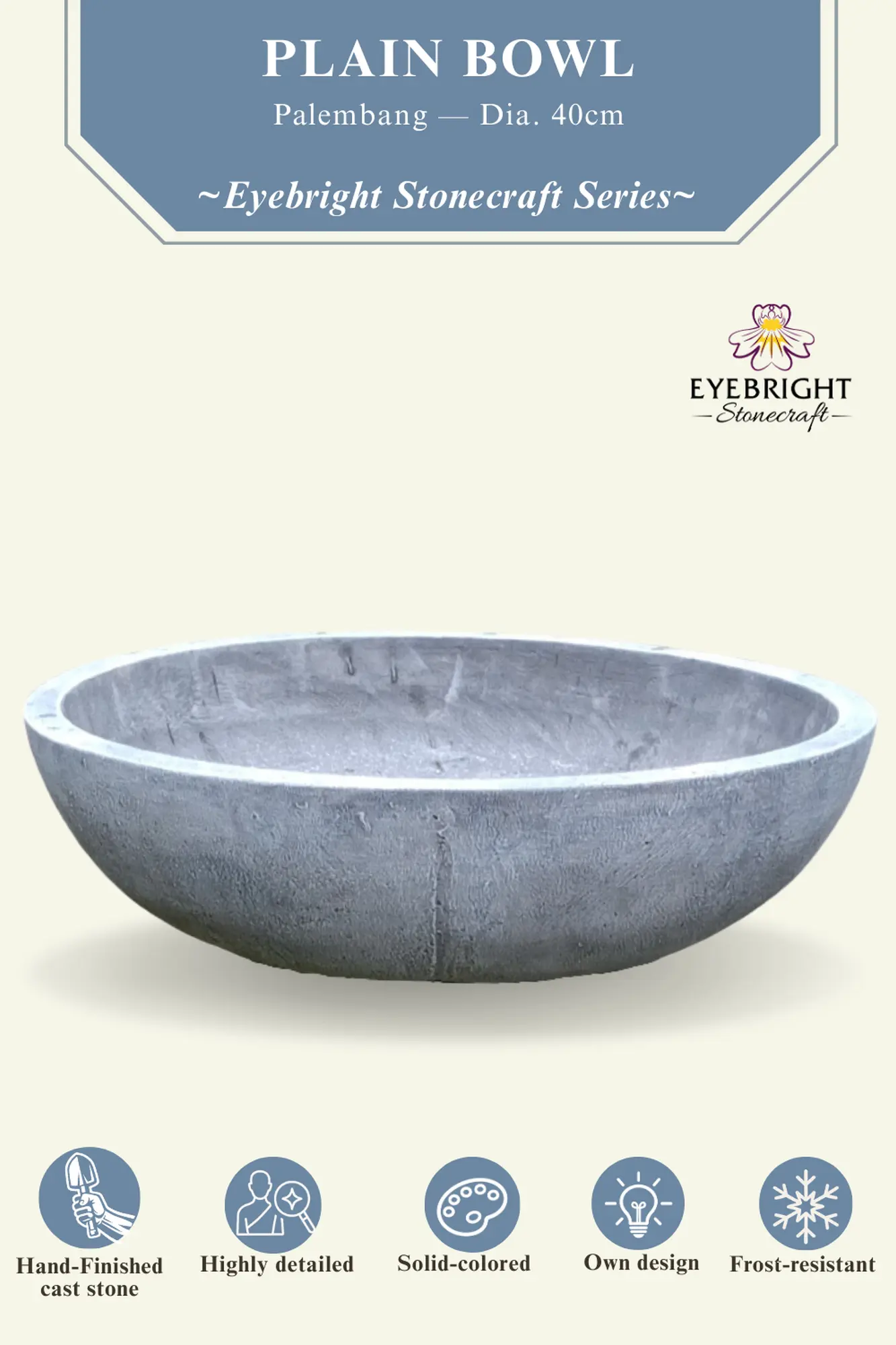  Product image 2 of the product “Palembang - Bowl, plain, Ø 40 cm | cast stone ”