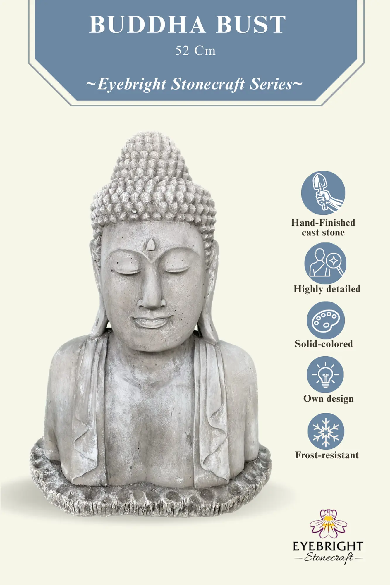  Product image 2 of the product “Naufal - Buddha bust 52 cm H | cast stone ”