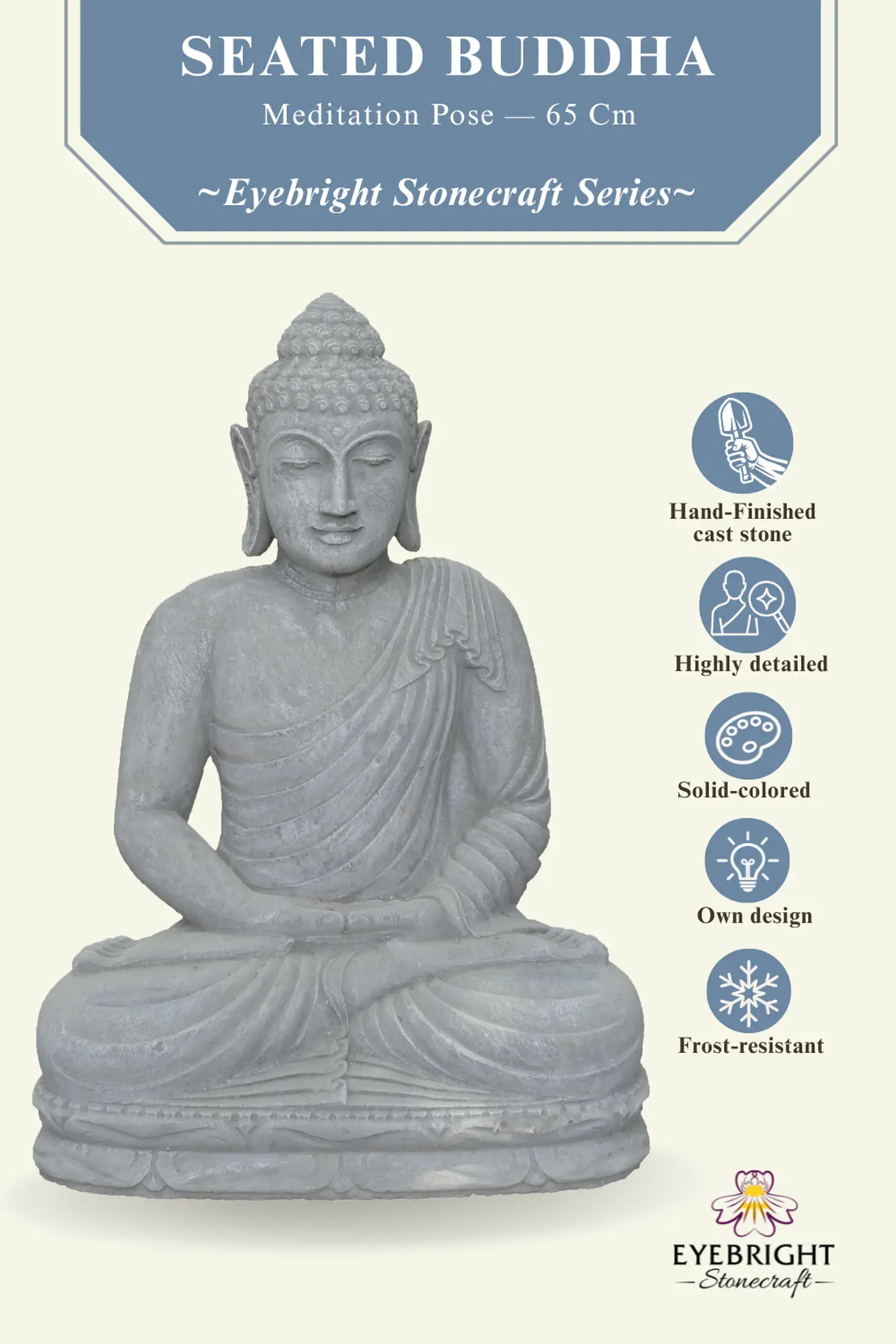  Product image 2 of the product “Ravi - Seated Buddha Meditation, 65cm - cast stone ”
