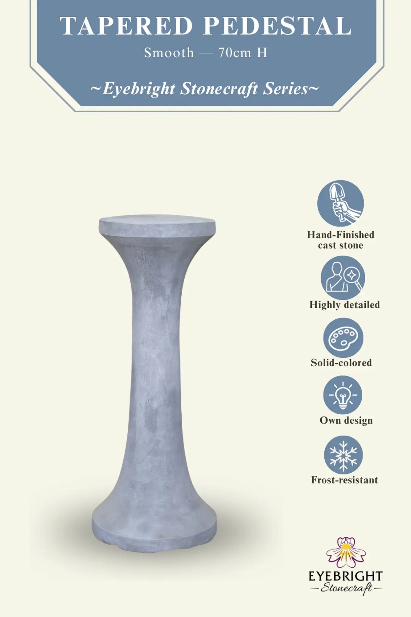  Product image 2 of the product “Merapi - pedestal, tapered, smooth, Ø 28cm, 70cm H | cast stone ”