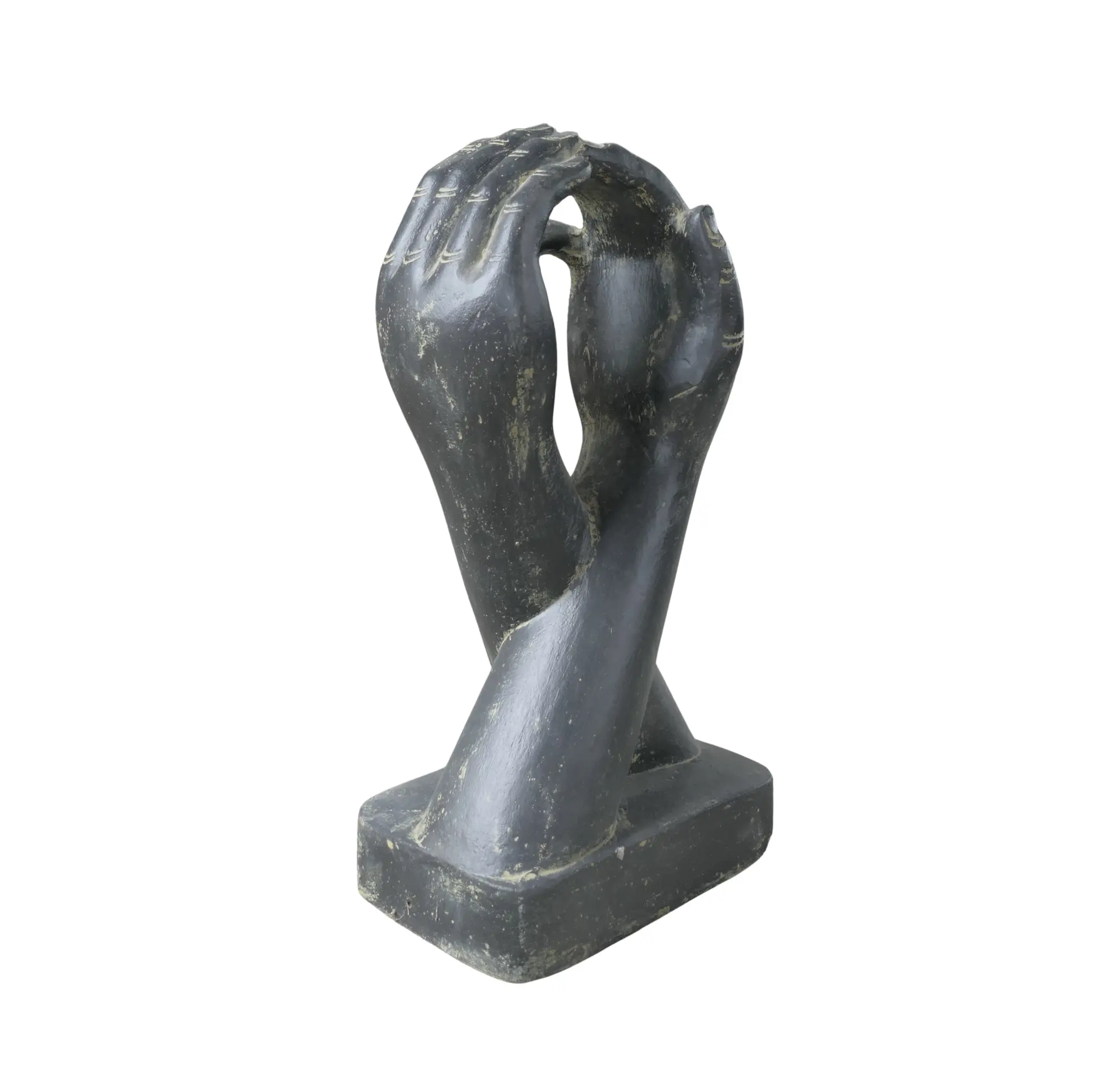  Product image 2 of the product “Abstract sculpture, two hands standing on a plinth. 53 cm high. Cast stone, handcrafted & colored ”