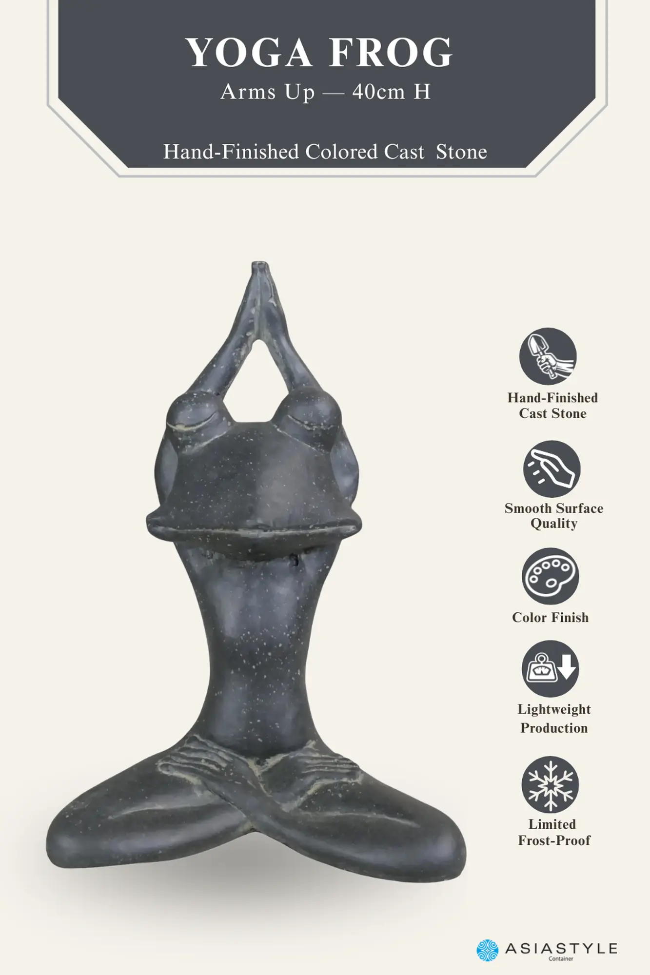  Product image 2 of the product “yoga frog, 40 cm high, antique finish ”