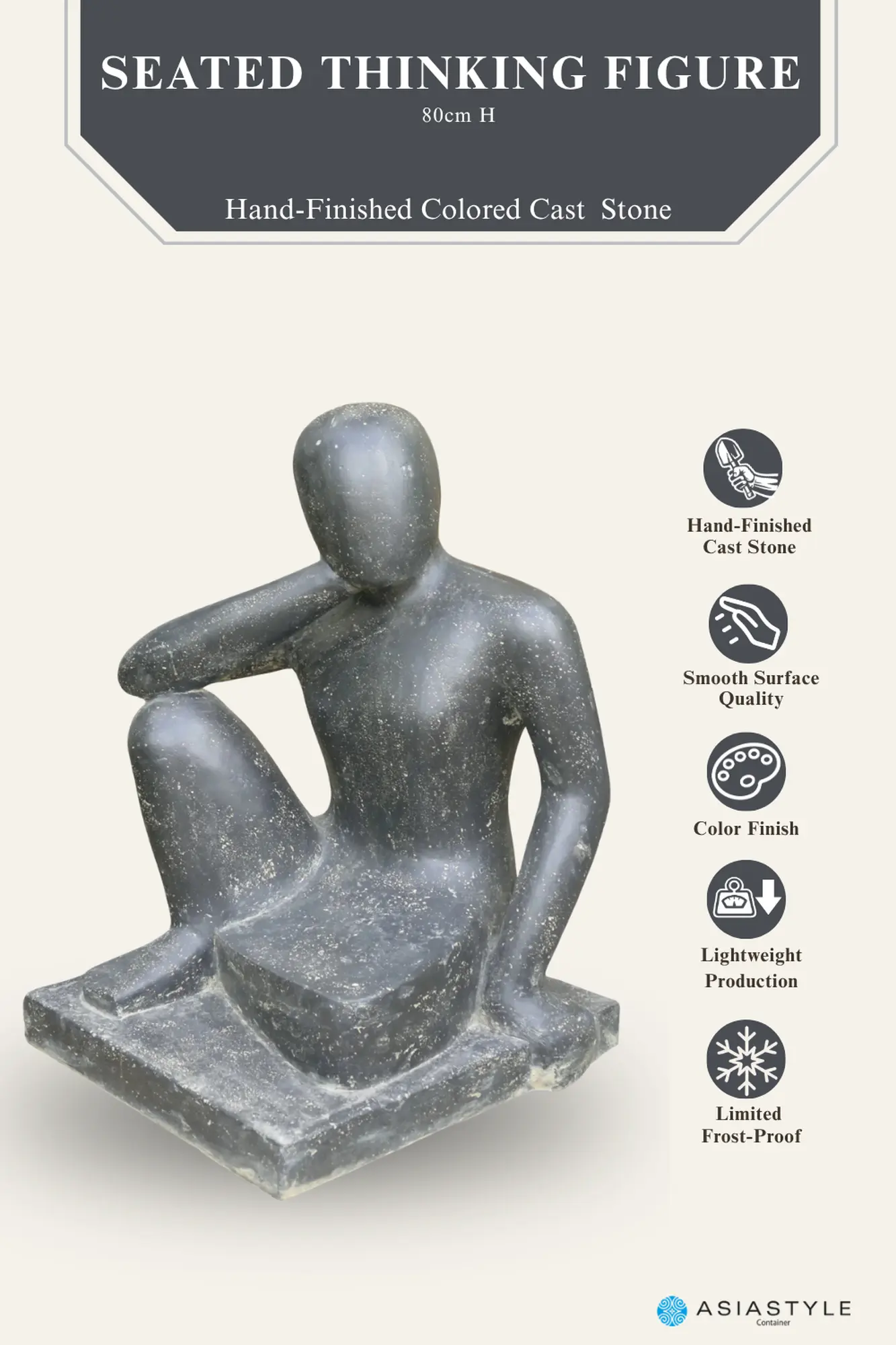  Product image 2 of the product “Sculpture of seated thinking Person, 80 cm ”