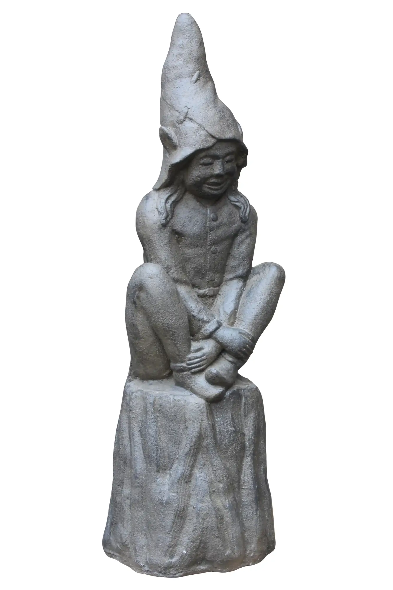  Product image 2 of the product “Sitting goblin on base, cast stone - antique finish ”