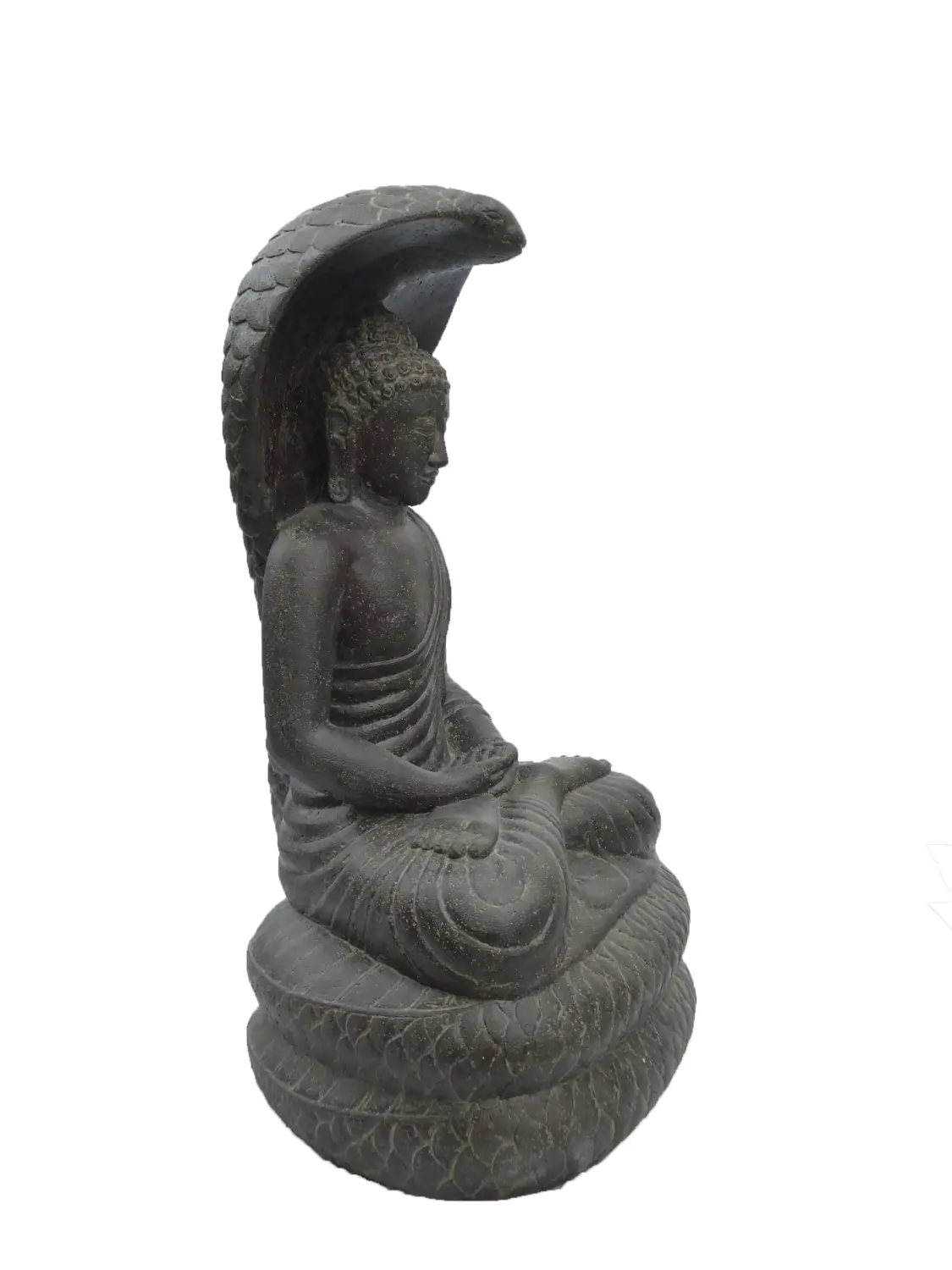  Product image 2 of the product “Seated Buddha, protected by a cobra. 76 cm high. Cast stone, handcrafted & colored ”